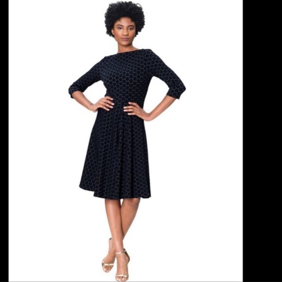 🖤LEOTA🖤WYATT TONAL CIRCLE FIT AND FLARE DRESS🖤 - Picture 3 of 12